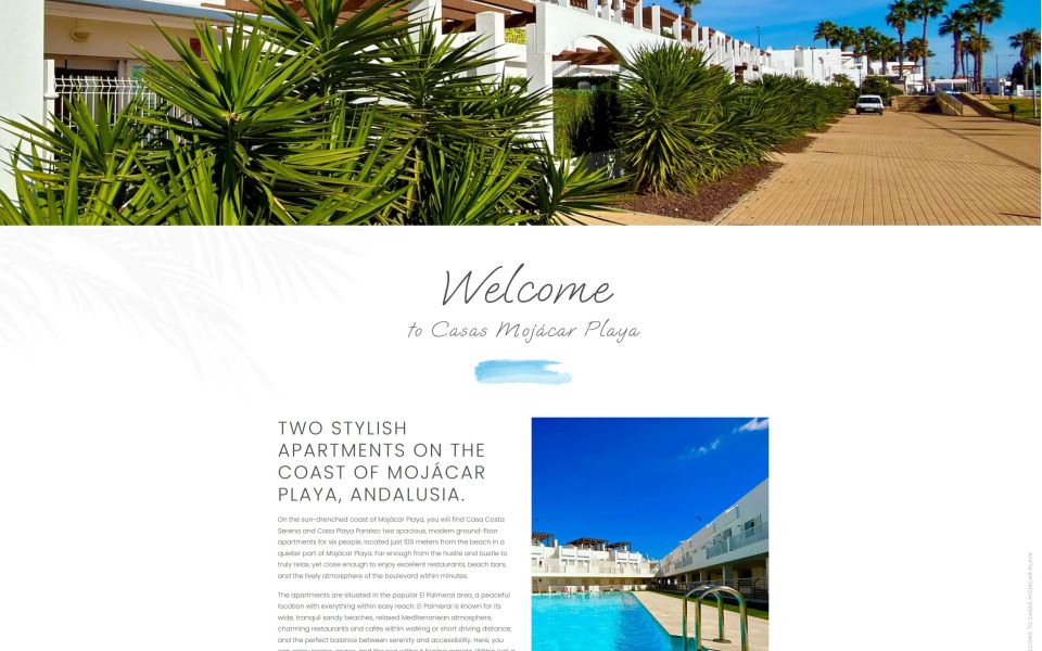 Nieuwe website Casas Mojácar Playa opgeleverd met Booking.com kalender